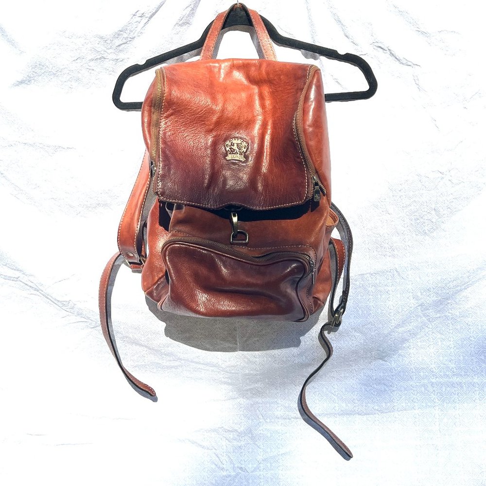 Pratesi Firenze Made In Italy Cognac Leather Backpack